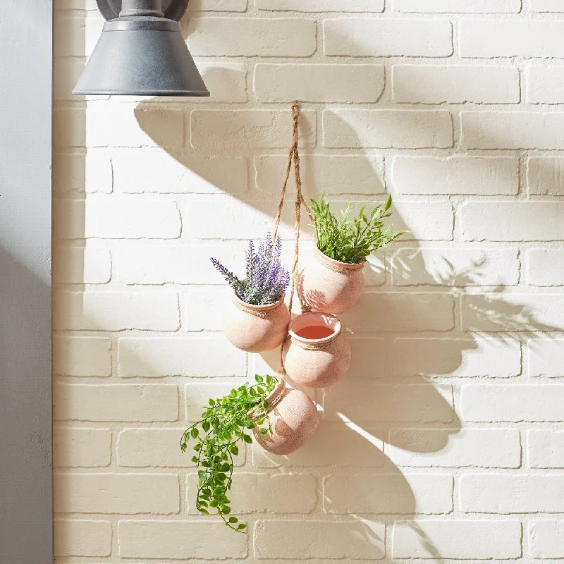 White Wash Terracotta Dangling Mini Pots